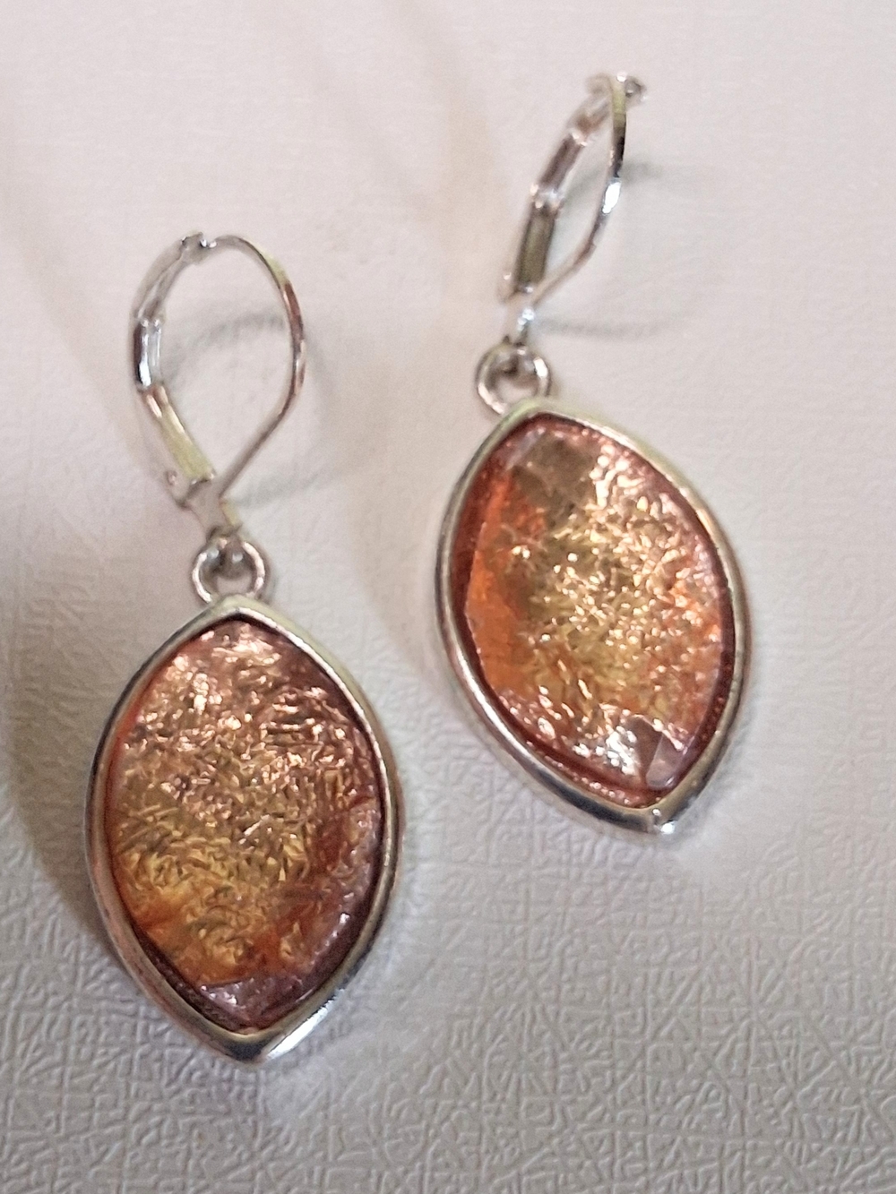 Silver-Tone Orange Glass Drop Earrings